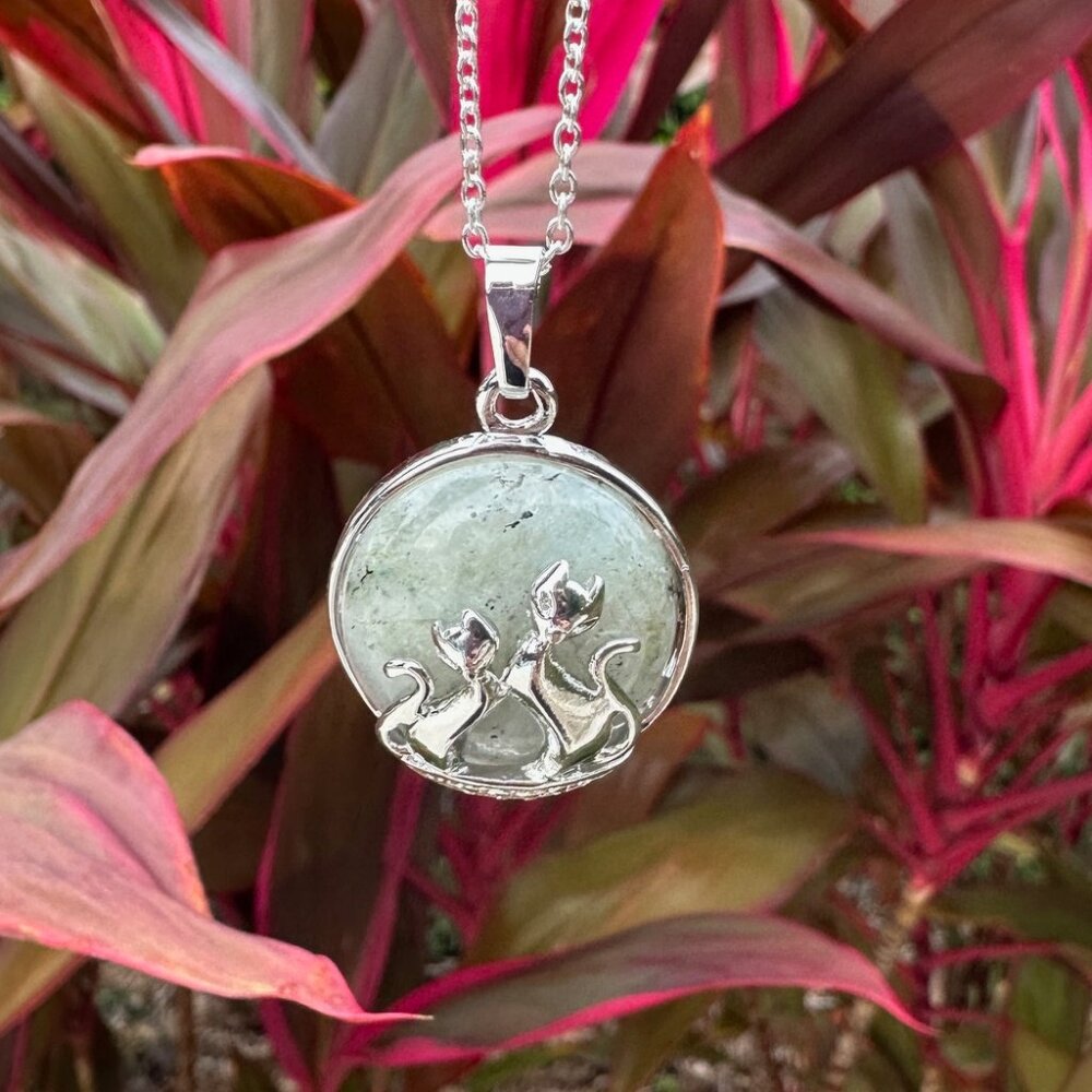 Labradorite Cat Love Necklace Labradorite Cat Love Pendant